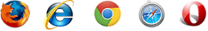 Firefox, Internet Explorer, Chrome, Safari, Opera